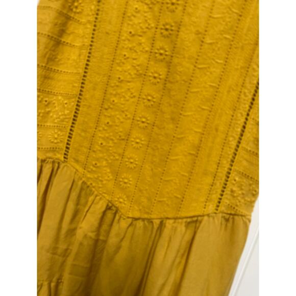 Wild Fable Mustard sundress Size small tank embordered front  fairy cottage - Picture 2 of 5